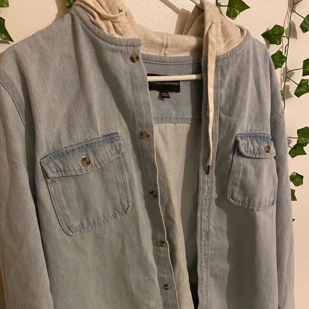 jean jacket with hoodie